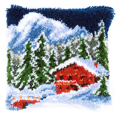 Cushion Latch Hook Kit ~ Winter Mountains