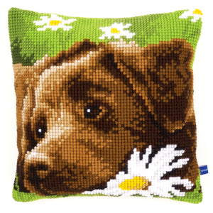 Cushion Cross Stitch Kit ~ Chocolate Labrador