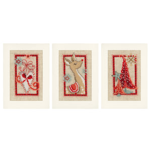 Counted Cross Stitch Kit ~ Greeting Cards Christmas Symbols Set of 3