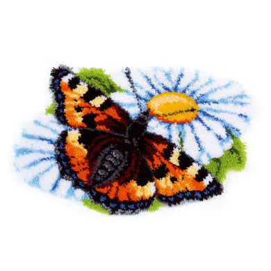Shaped Rug Latch Hook Kit ~ Butterfly on Daisy