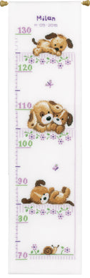Counted Cross Stitch Kit ~ Height Chart Playing Dogs