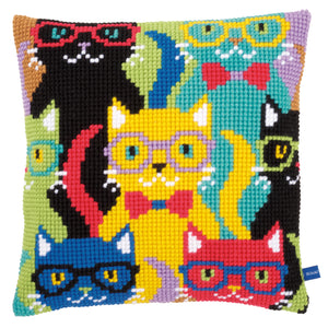 Cushion Cross Stitch Kit ~ Funny Cats