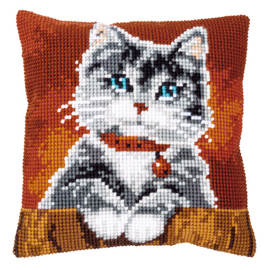 Cushion Cross Stitch Kit ~ Cat with Collar