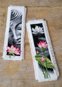Bookmarks Counted Cross Stitch Kit ~ Lotus & Buddha Set of 2