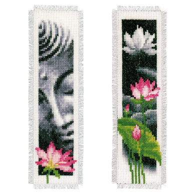 Bookmarks Counted Cross Stitch Kit ~ Lotus & Buddha Set of 2