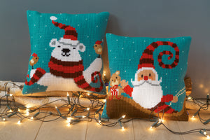 Cushion Cross Stitch Kit ~ Happy Santa