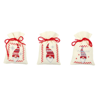 Gift Bags Counted Cross Stitch Kit ~ Christmas Elves Set of 3