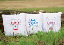 Load image into Gallery viewer, Cushion Embroidery Kit ~ Dog with Red Glasses