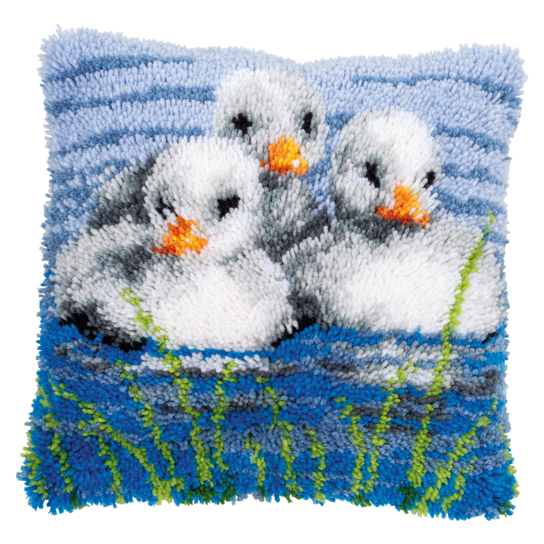 Cushion Latch Hook Kit ~ Ducklings In the Water