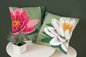 Cushion Cross Stitch Kit ~ Pink Lotus Flower