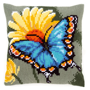 Cushion Cross Stitch Kit ~ Butterfly & Yellow Flower