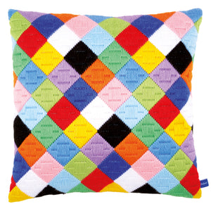 Cushion Long Stitch Kit ~ Colourful Diamonds