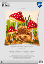 Load image into Gallery viewer, Cushion Cross Stitch Kit ~ Hedgehog and Mushrooms