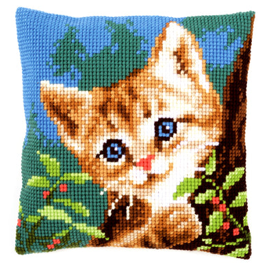 Cushion Cross Stitch Kit ~ Cat on a Tree