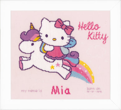 Birth Record Counted Cross Stitch Kit ~ Kitty and Unicorn