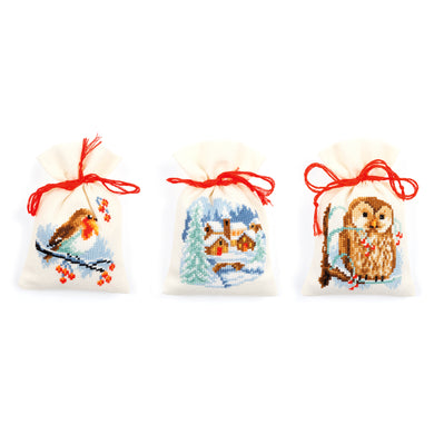Gift Bags Counted Cross Stitch Kit ~ Winter Set of 3