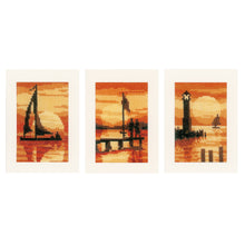 Load image into Gallery viewer, Cards Counted Cross Stitch Kit ~ Sunset Set of 3