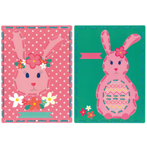 Cards Embroidery Kit ~ Rabbit with Flowers Set of 2