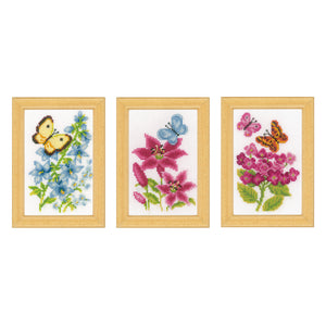 Counted Cross Stitch Kit ~ Miniatures Butterflies Set of 3