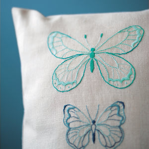 Cushion Embroidery Kit ~ Blue Butterflies