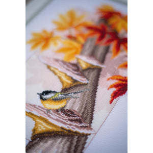Counted Cross Stitch Kit ~ Chickadees Between Leaves