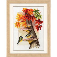 Load image into Gallery viewer, Counted Cross Stitch Kit ~ Chickadees Between Leaves
