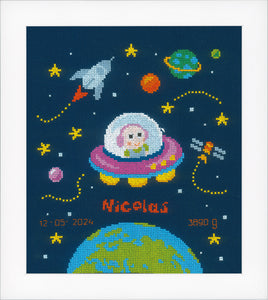 Birth Record Counted Cross Stitch Kit ~ Baby Astronaut