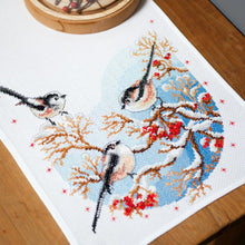 Load image into Gallery viewer, Runner Counted Cross Stitch Kit ~ Long-Tailed Tits &amp; Red Berries