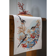 Load image into Gallery viewer, Runner Counted Cross Stitch Kit ~ Long-Tailed Tits &amp; Red Berries