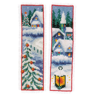 Bookmark Counted Cross Stitch Kit ~ Winter Villages  Set of 2