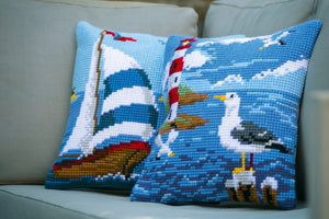 Cushion Cross Stitch Kit ~ Lighthouse and Seagulls