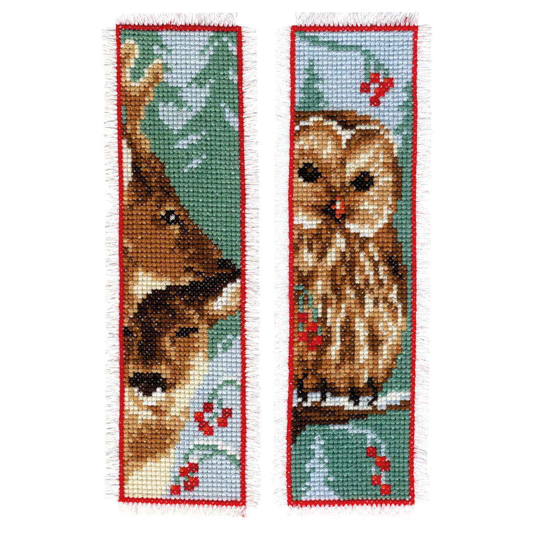 Bookmark Counted Cross Stitch Kit ~ Owl and Deer Set of 2
