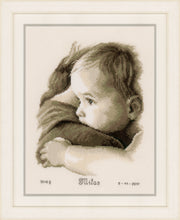 Load image into Gallery viewer, Birth Record Counted Cross Stitch Kit ~ Baby Hug