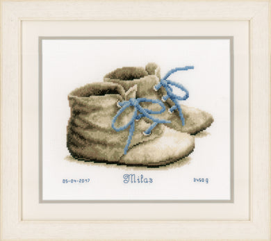 Birth Record Counted Cross Stitch Kit ~ Baby Shoes