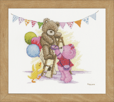 Counted Cross Stitch Kit ~ Popcorn Bear Birthday