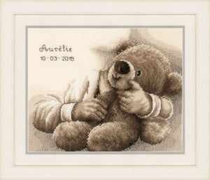 Birth Record Counted Cross Stitch Kit ~ Teddy Bear