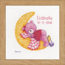 Load image into Gallery viewer, Birth Record Counted Cross Stitch Kit ~ Brie Bear on the Moon
