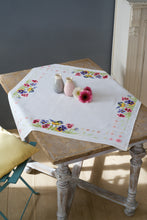 Load image into Gallery viewer, Tablecloth Cross Stitch Kit ~ Bird &amp; Violets (Aida Border)