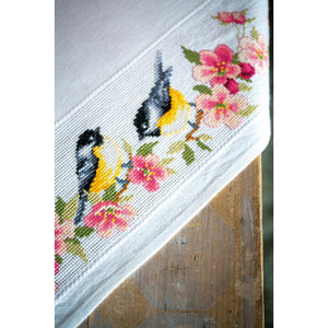 Tablecloth Counted Cross Stitch Kit ~ Birds and Blossoms (Aida Border)