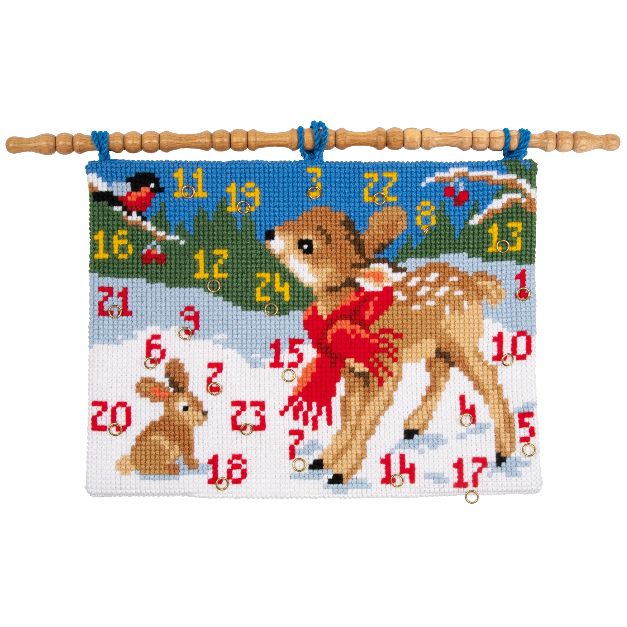 Wall Hanging Cross Stitch Kit Advent Calendar Bambi with Bird