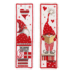 Bookmarks Counted Cross Stitch Kit ~ Christmas Gnomes Set of 2