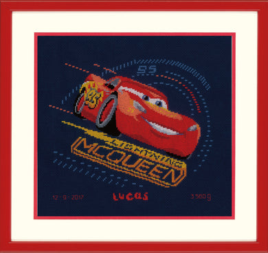 Birth Record Disney Counted Cross Stitch Kit ~ Screeching Tyres