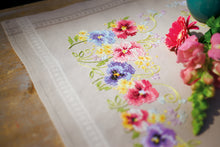 Load image into Gallery viewer, Table Runner Embroidery Kit ~ Violets