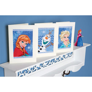 Greetings Cards Counted Cross Stitch Kit ~ Disney Frozen - Elsa, Olaf & Anna Set of 3