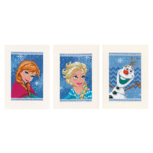 Load image into Gallery viewer, Greetings Cards Counted Cross Stitch Kit ~ Disney Frozen - Elsa, Olaf &amp; Anna Set of 3