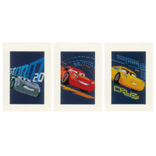 Load image into Gallery viewer, Greetings Cards Counted Cross Stitch Kit ~ Disney Cars Screeching Tyres  Set of 3