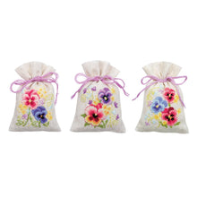 Load image into Gallery viewer, Gift Bags Counted Cross Stitch Kit ~ Violets Set of 3