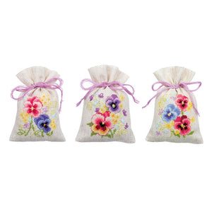 Gift Bags Counted Cross Stitch Kit ~ Violets Set of 3