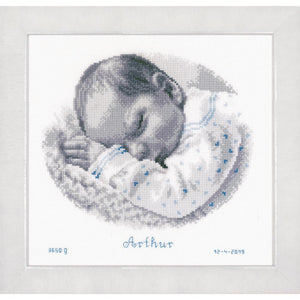 Birth Record Counted Cross Stitch Kit ~ Sleeping Baby