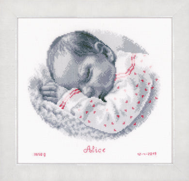 Birth Record Counted Cross Stitch Kit ~ Sleeping Baby